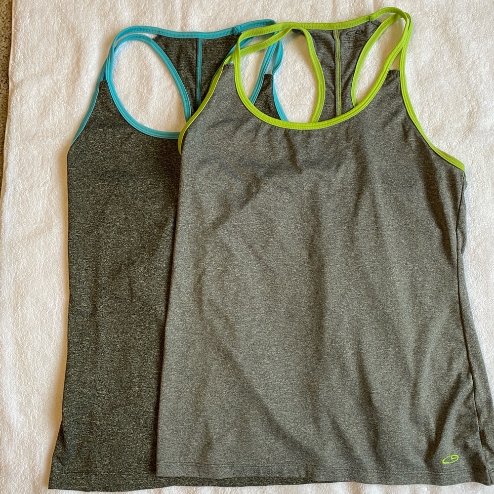 🌺 3/$10 Champion Gray Athletic Tank Tops with Neon Trim